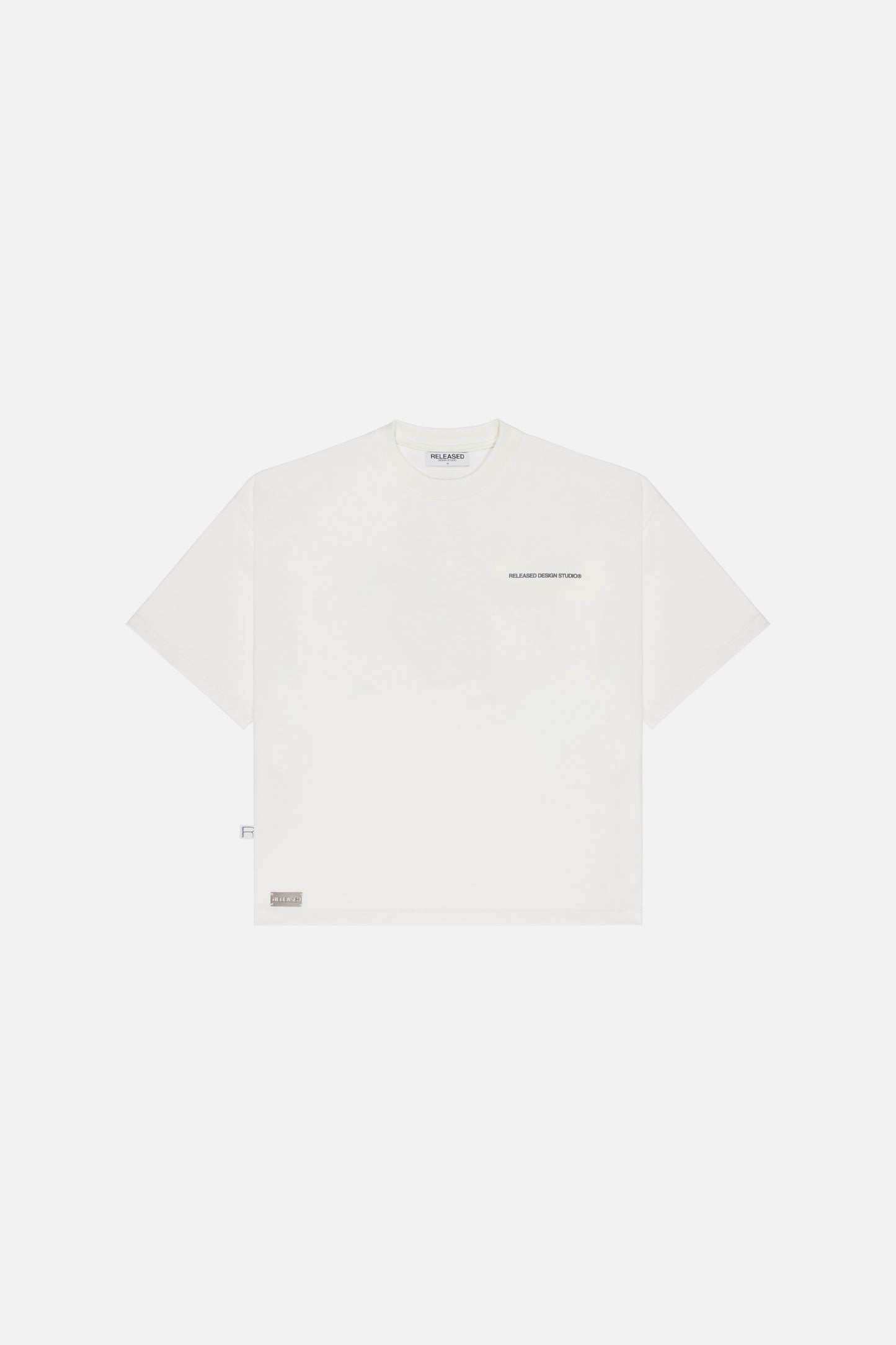 Camiseta grafica oversized blanca en algodón pesado colección From Idea to Form - RELEASED DESIGN STUDIO
