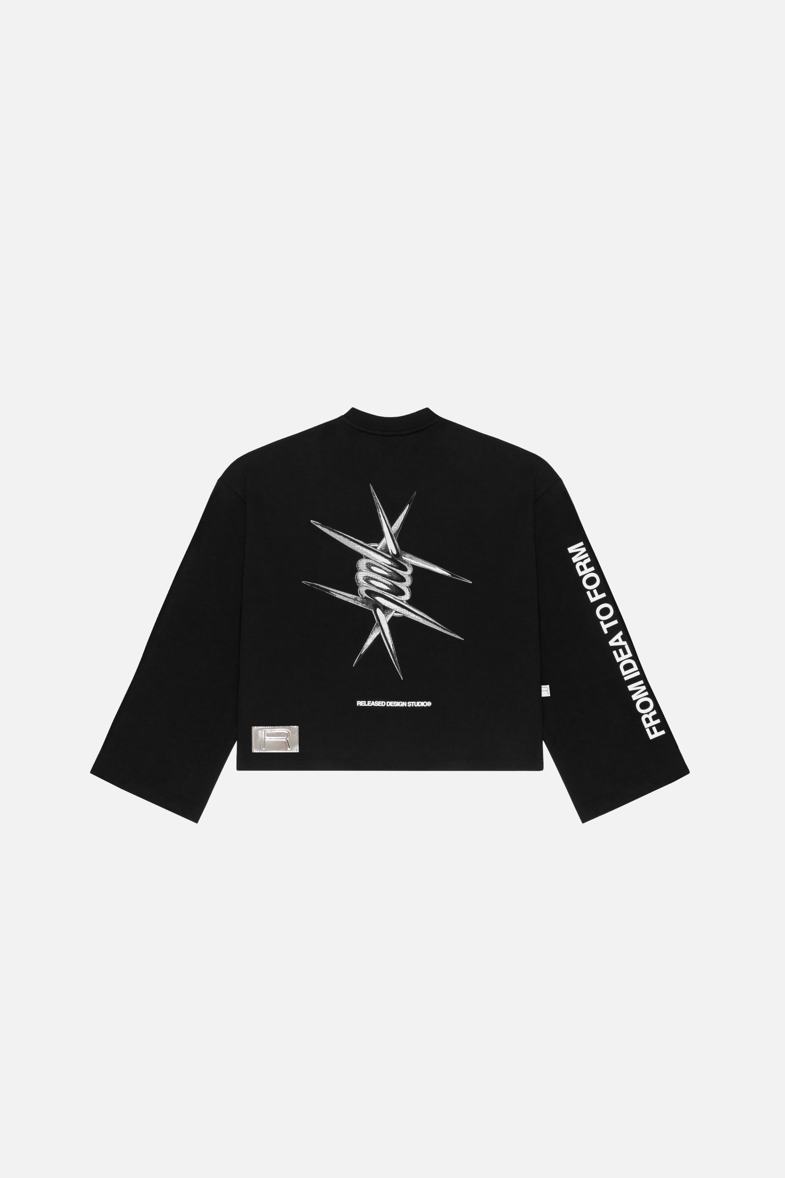 Buzo Crewneck negro oversize en algodón pesado colección From Idea to Form - RELEASED DESIGN STUDIO