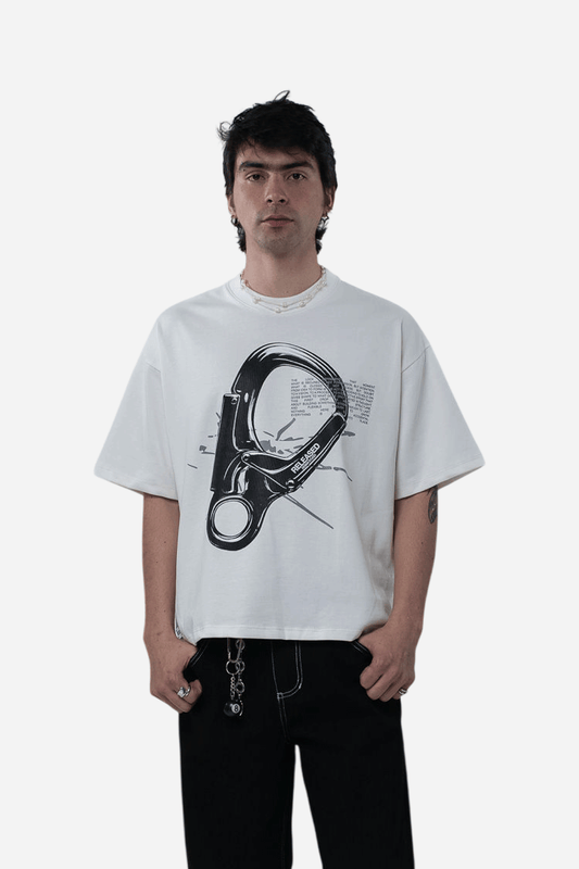 Camiseta grafica oversized blanca en algodón pesado colección From Idea to Form - RELEASED DESIGN STUDIO