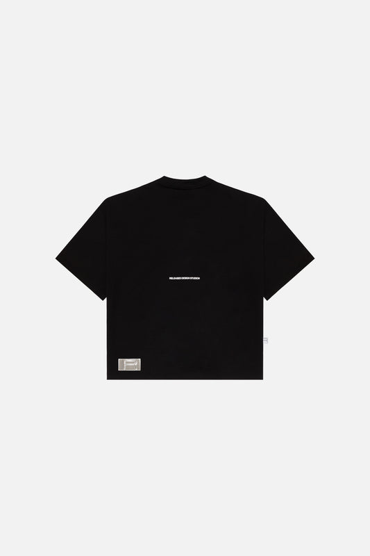 Camiseta grafica oversized negro en algodón pesado colección From Idea to Form - RELEASED DESIGN STUDIO