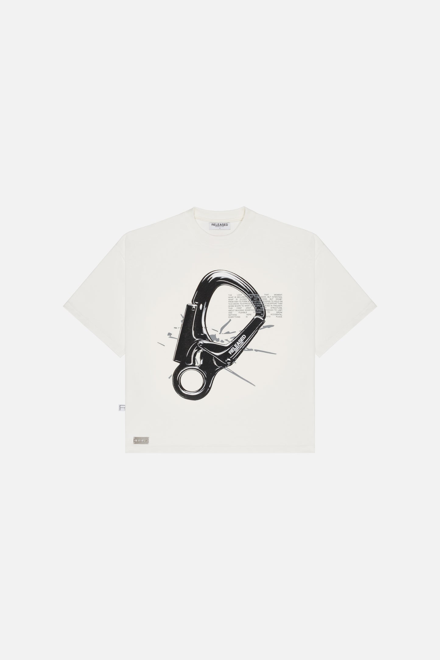 Camiseta grafica oversized blanca en algodón pesado colección From Idea to Form - RELEASED DESIGN STUDIO