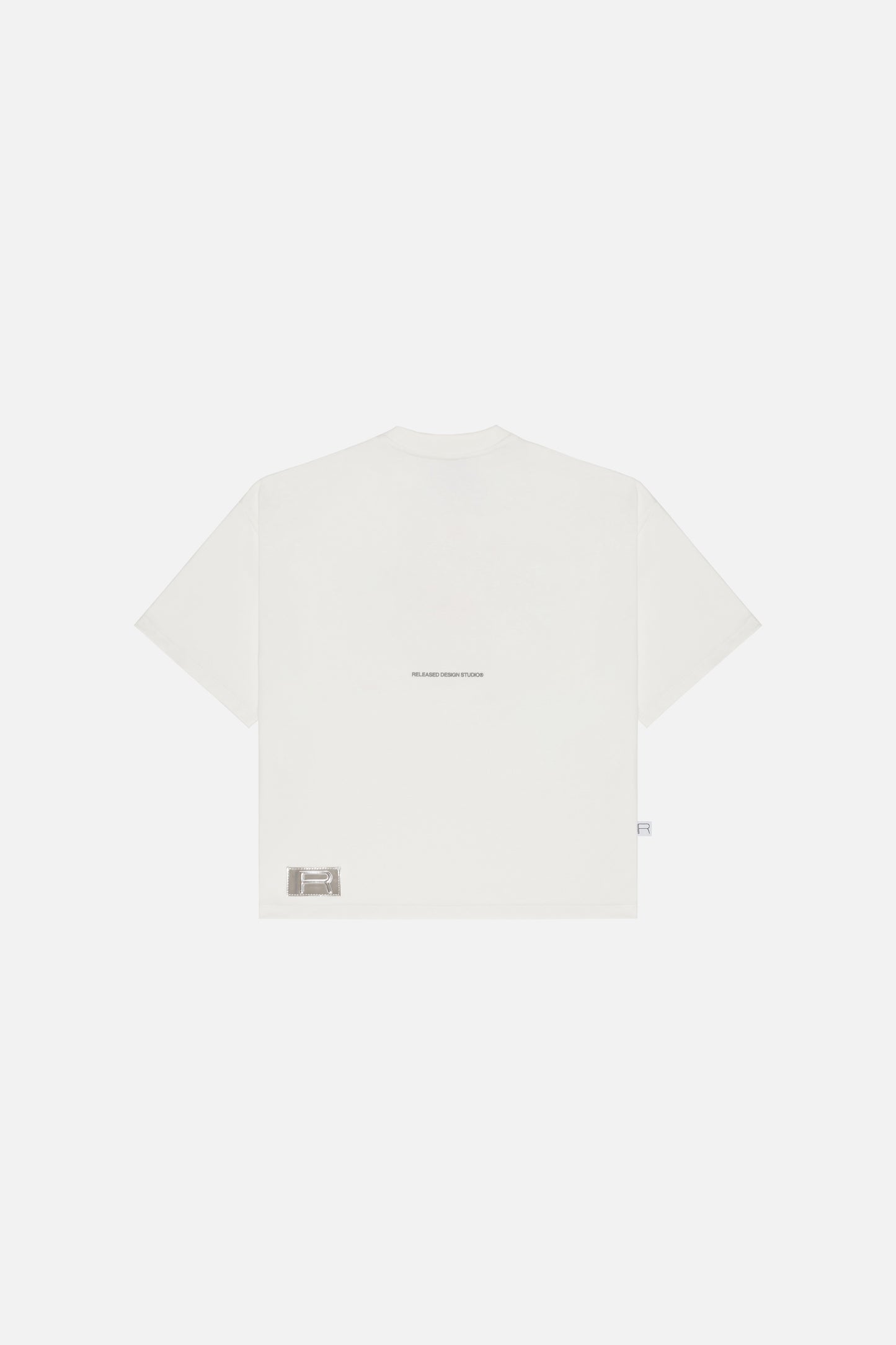 Camiseta grafica oversized blanca en algodón pesado colección From Idea to Form - RELEASED DESIGN STUDIO