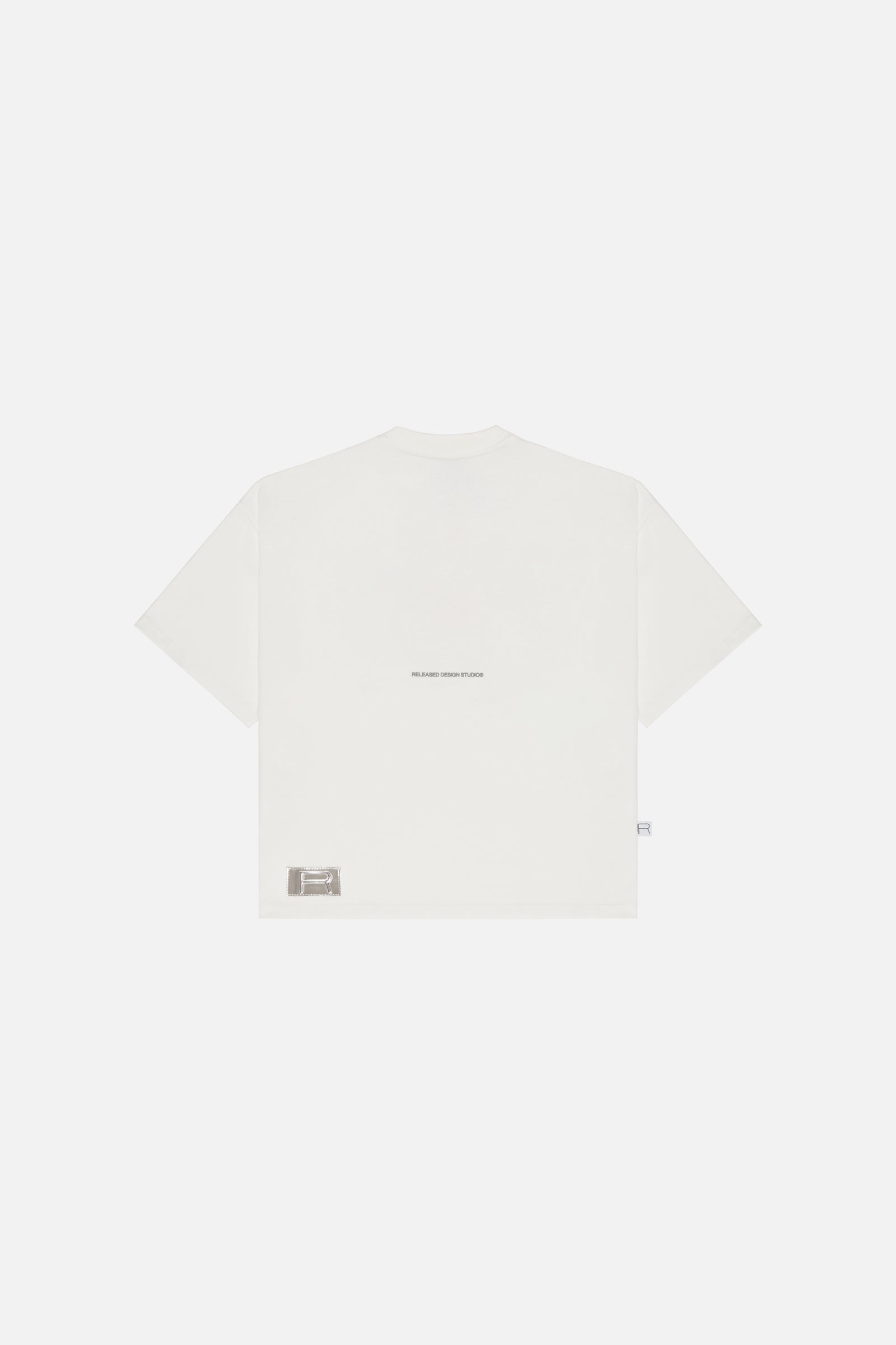 Camiseta grafica oversized blanca en algodón pesado colección From Idea to Form - RELEASED DESIGN STUDIO