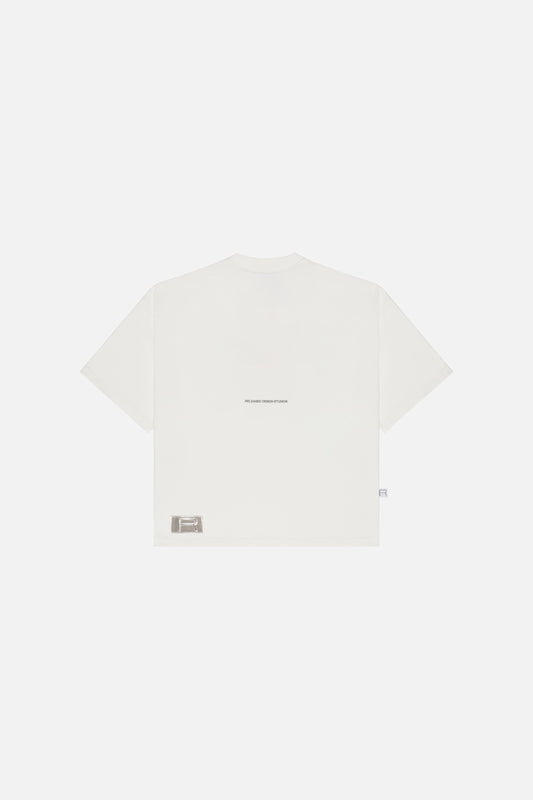 Camiseta grafica oversized blanca en algodón pesado colección From Idea to Form - RELEASED DESIGN STUDIO