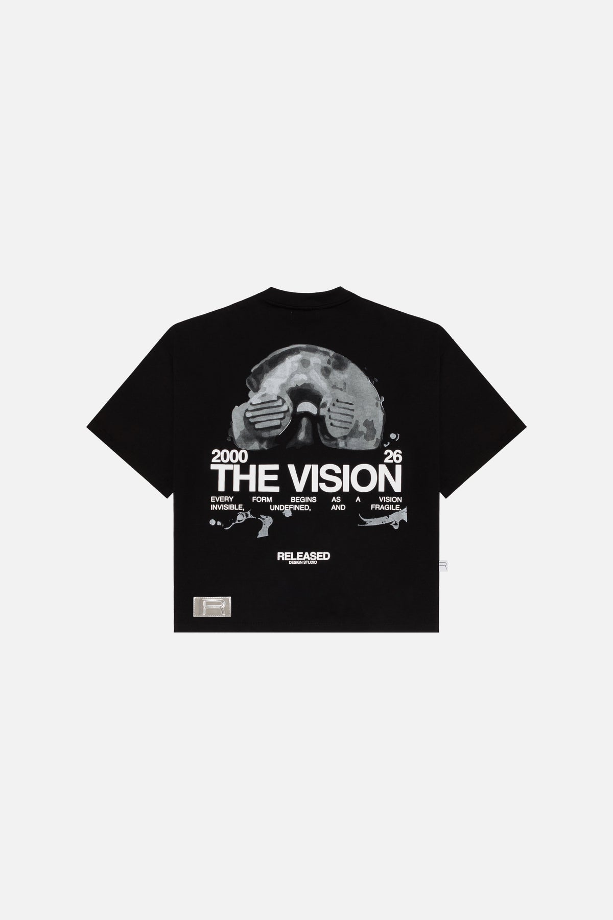 Camiseta grafica oversized negro en algodón pesado colección From Idea to Form - RELEASED DESIGN STUDIO
