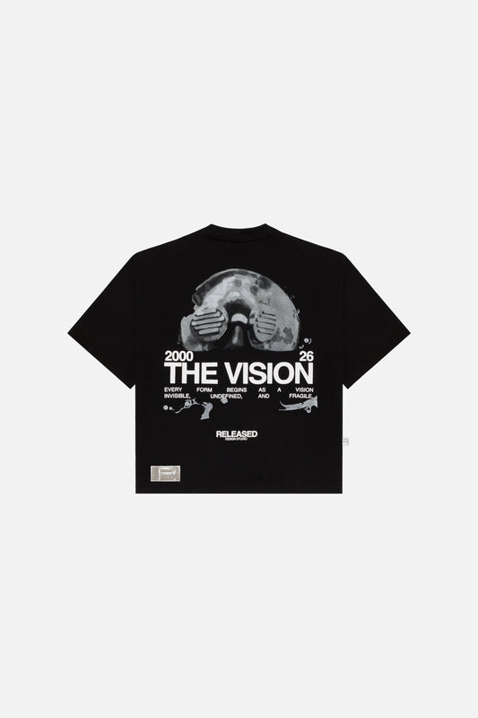 Camiseta grafica oversized negro en algodón pesado colección From Idea to Form - RELEASED DESIGN STUDIO