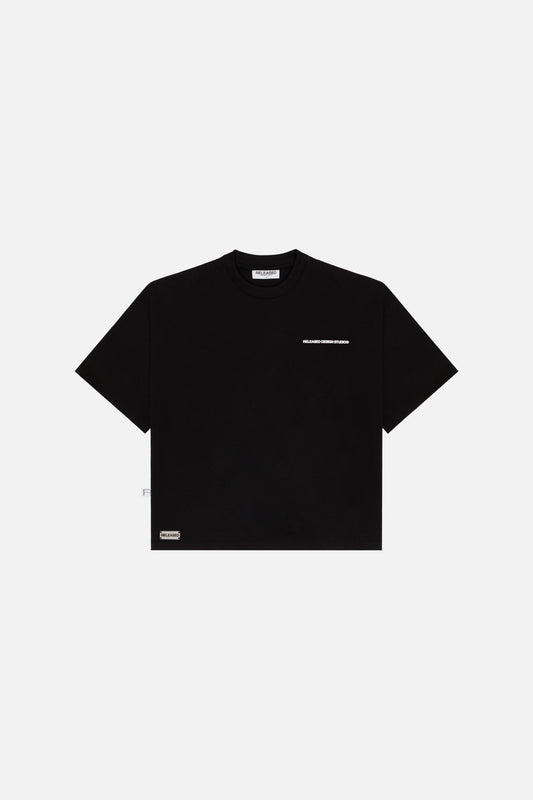 Camiseta grafica oversized negro en algodón pesado colección From Idea to Form - RELEASED DESIGN STUDIO