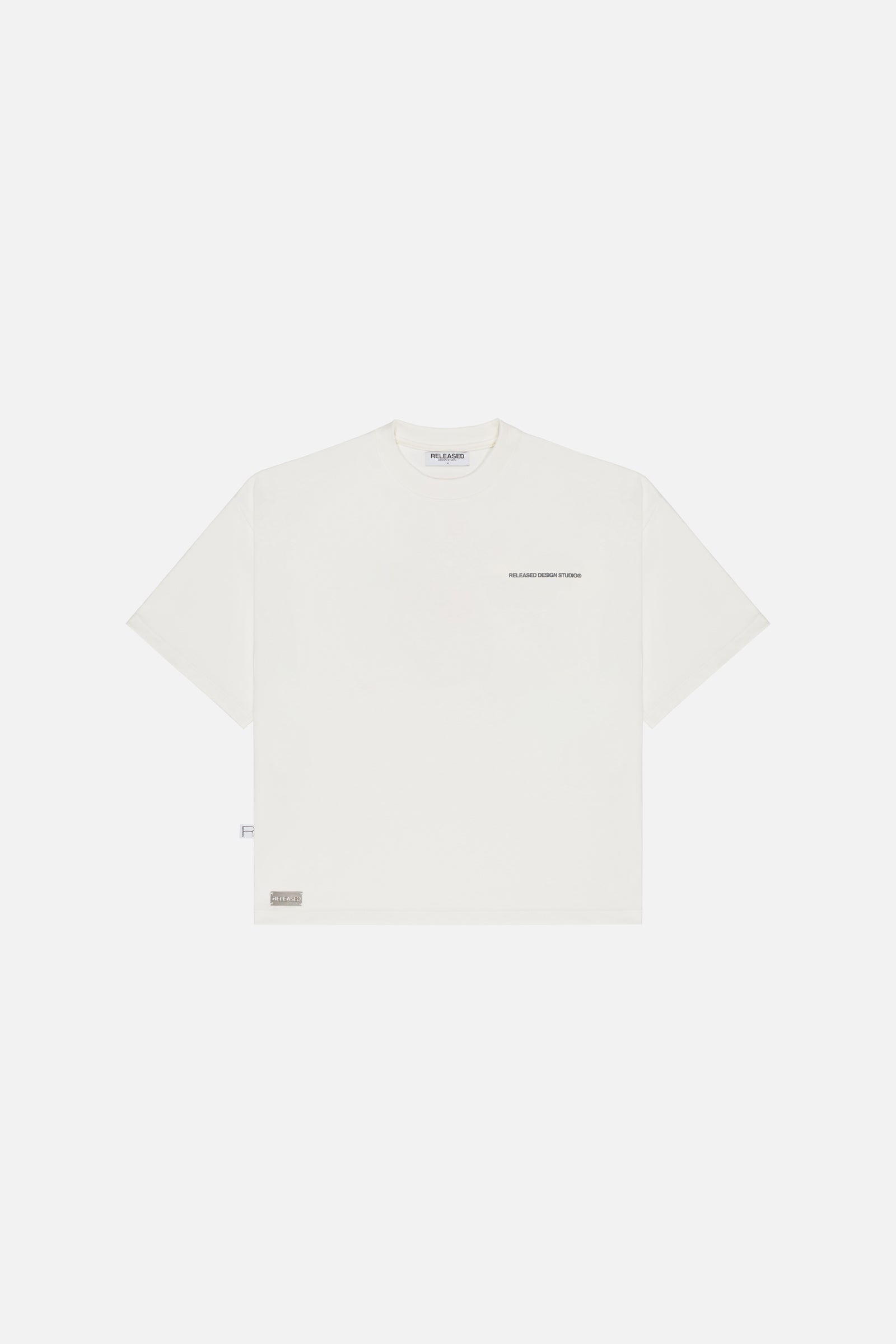 Camiseta grafica oversized blanca en algodón pesado colección From Idea to Form - RELEASED DESIGN STUDIO