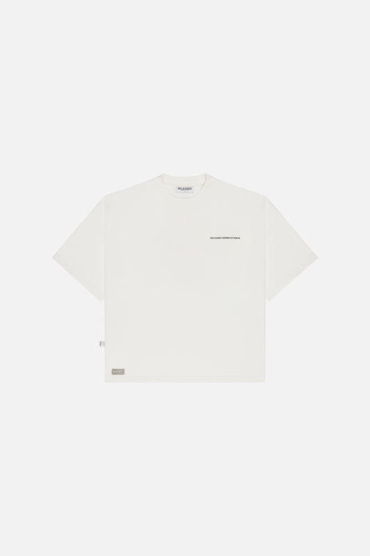 Camiseta grafica oversized blanca en algodón pesado colección From Idea to Form - RELEASED DESIGN STUDIO