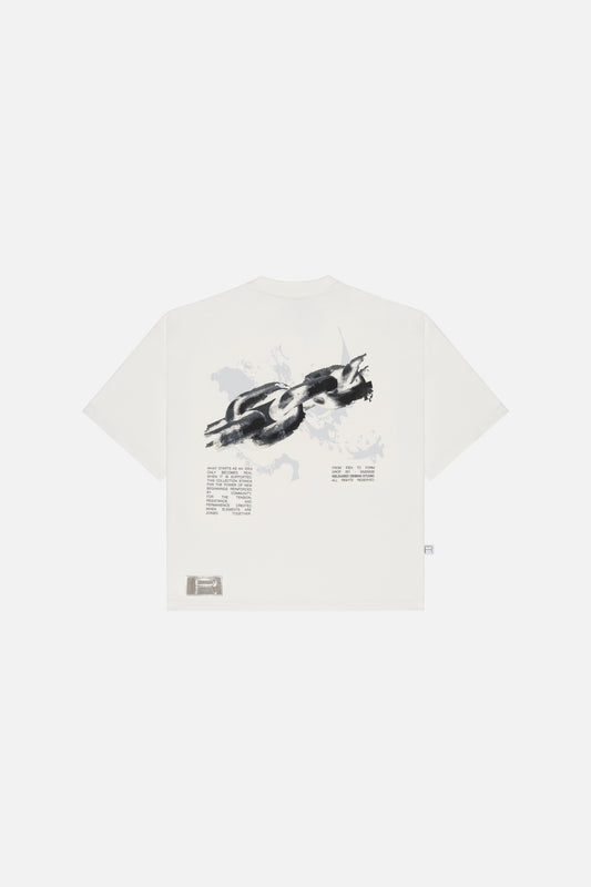 Camiseta grafica oversized blanca en algodón pesado colección From Idea to Form - RELEASED DESIGN STUDIO
