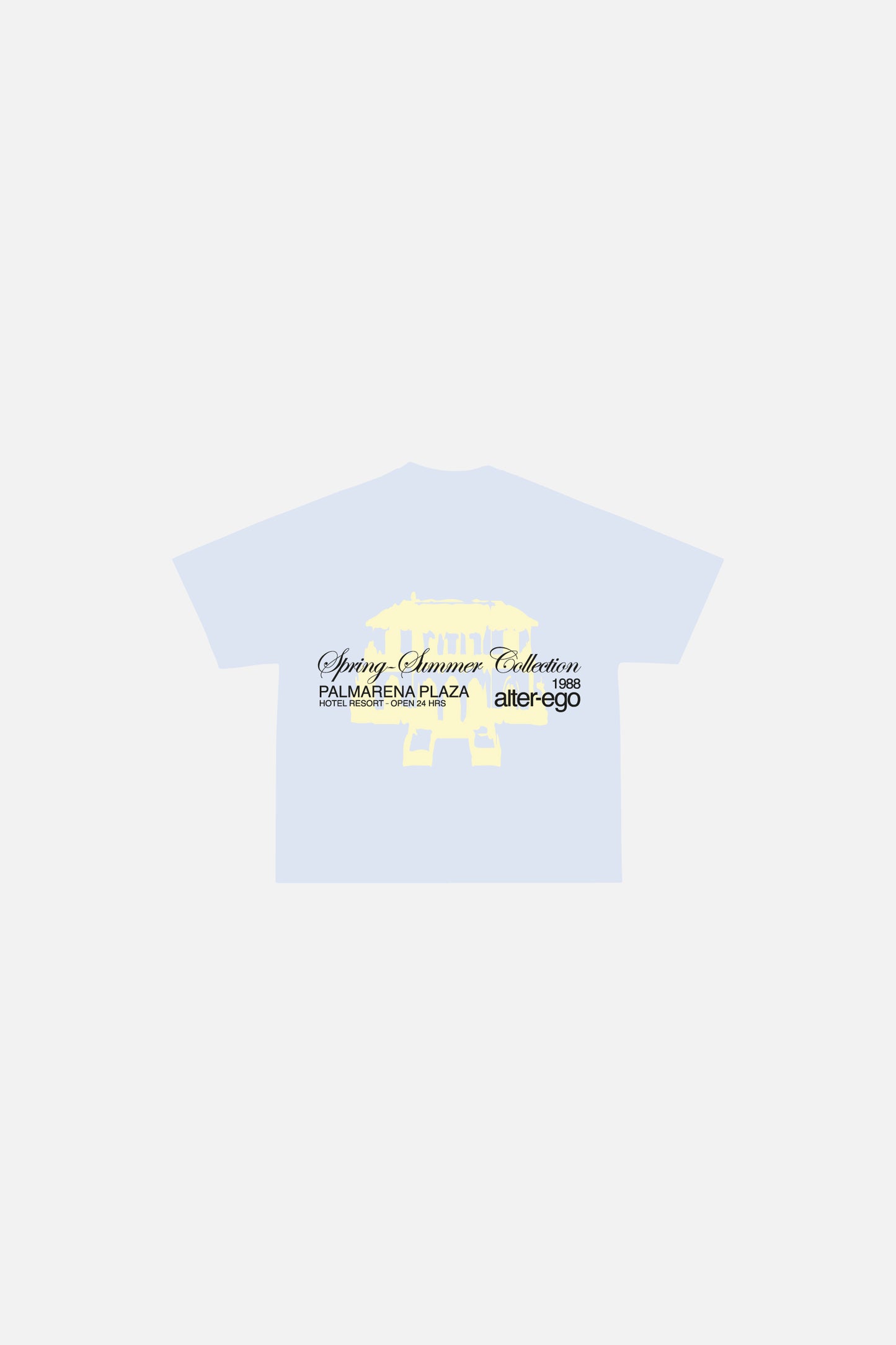 CAMISETA BOXY FIT HOTEL RESORT BABY BLUE